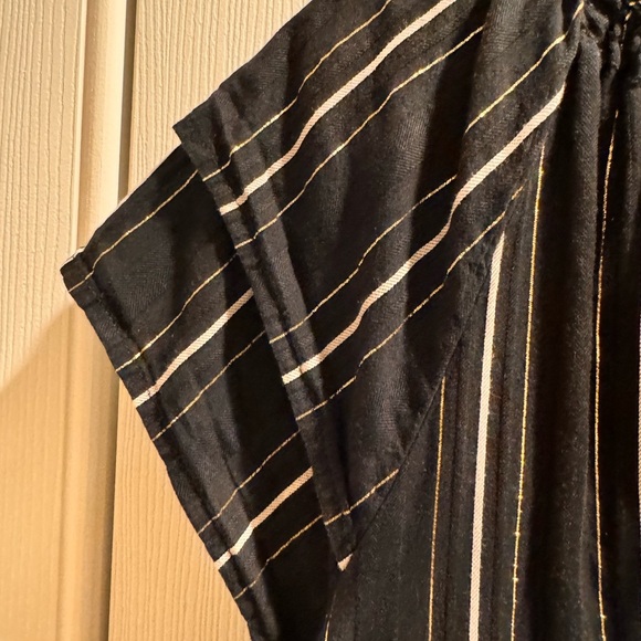 Ann Taylor Black Shift Dress with Metallic Gold and White Stripes Size 10 - Picture 4 of 6